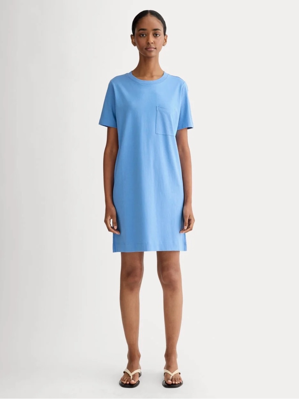 Everlane The Organic Cotton Weekend Tee Dress Blue Opal Size M NWOT